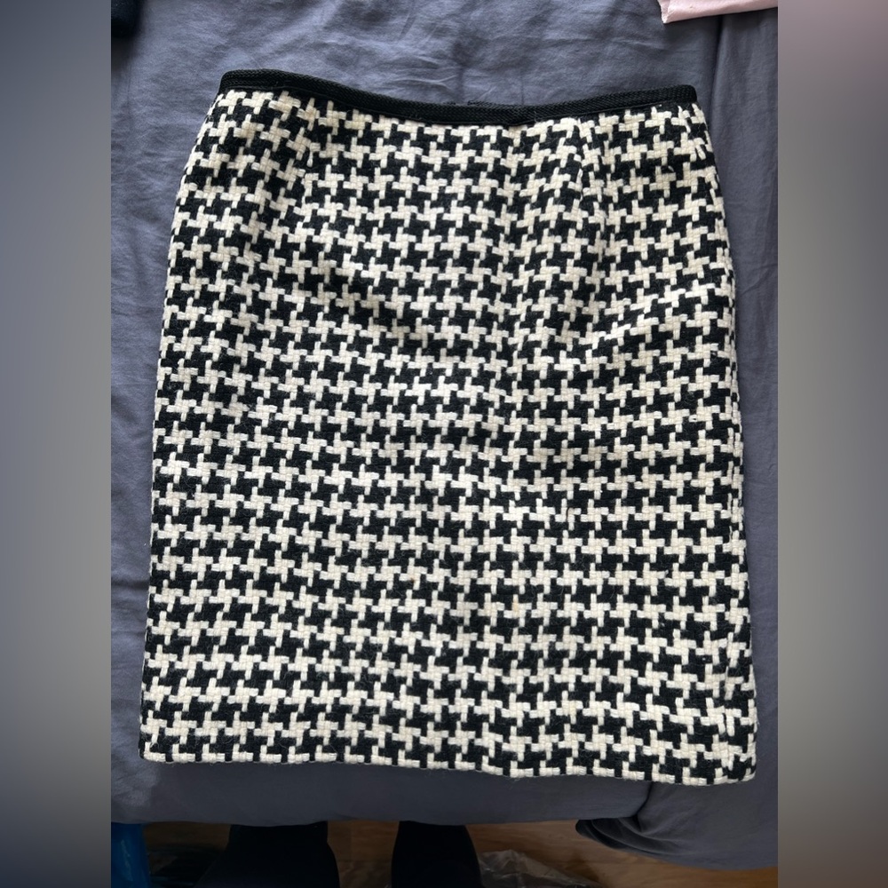 Vintage Wool Houndstooth Pencil Skirt